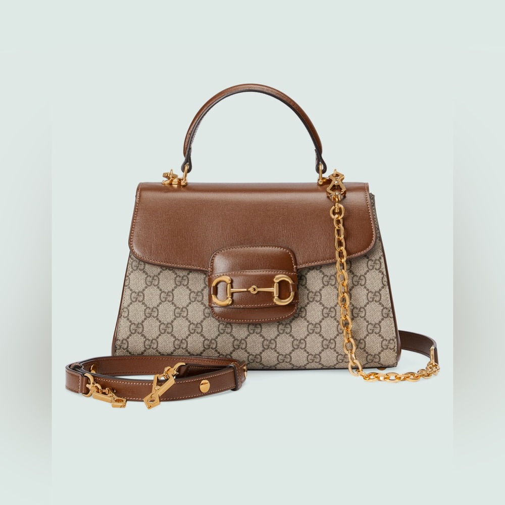 Gucci GG Supreme Monogram Calfskin Medium Horsebit 1955 Top Handle Bag - Picture 17 of 17